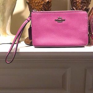 Purple Coach Leather Wristlet
